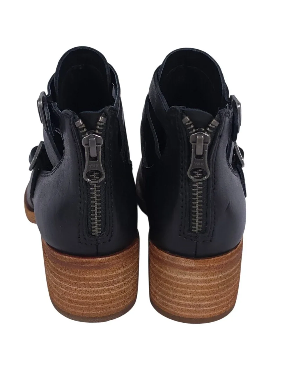Kork-Ease Jardin Black Leather Buckle Ankle Boots Booties